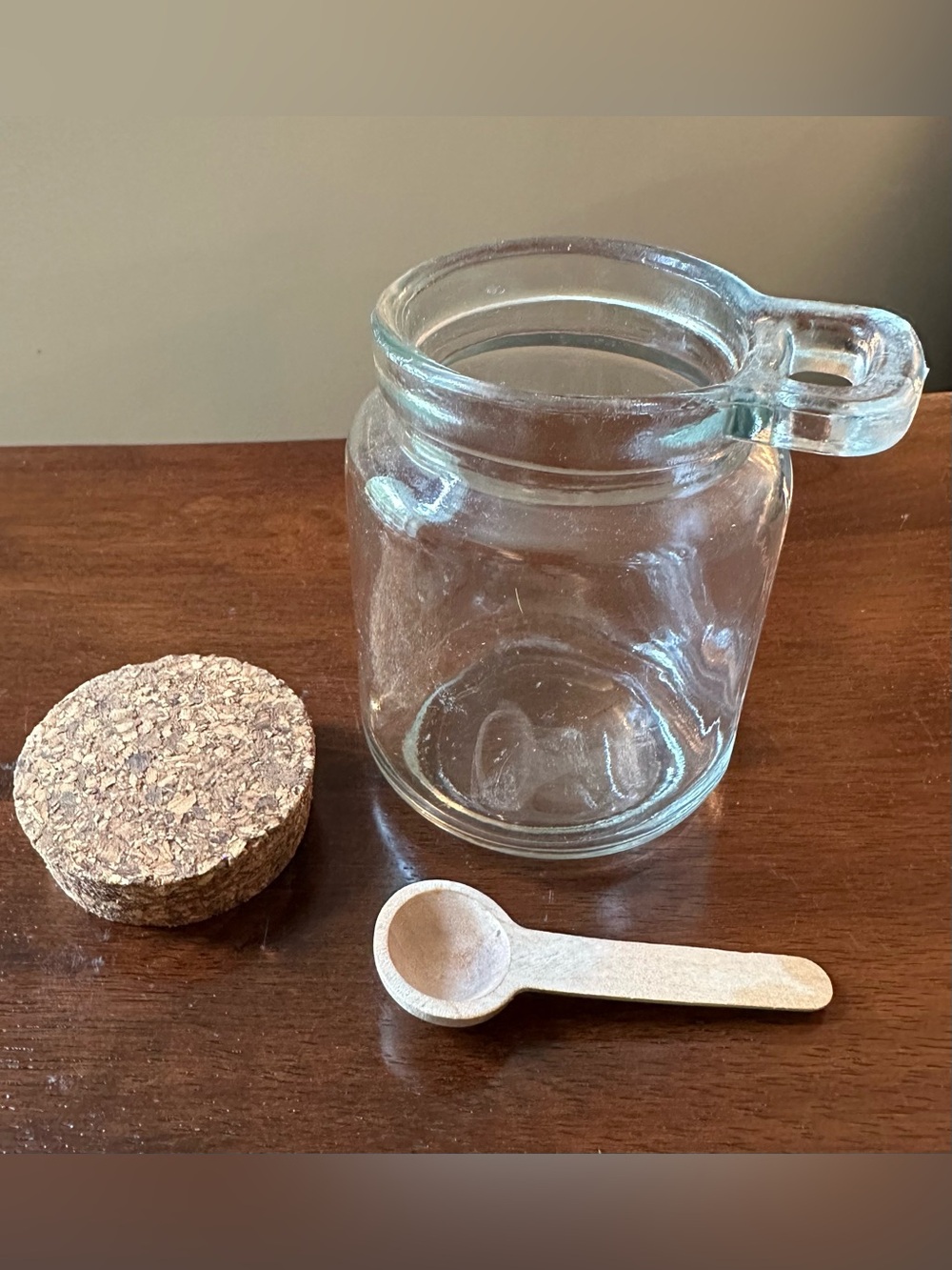 Small glass jar with a cork stopper • wooden spoon holder - Picture 3 of 5